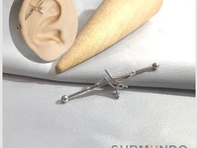 Set 3 model Piercing script Faith industrial barbell  3D print model