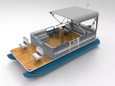 lake pontoon boat 3D model