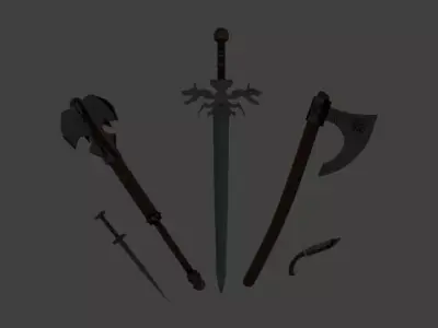 medieval collection axe with handle Free low-poly 3D model