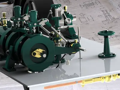 Valve steam model engine Free 3D model