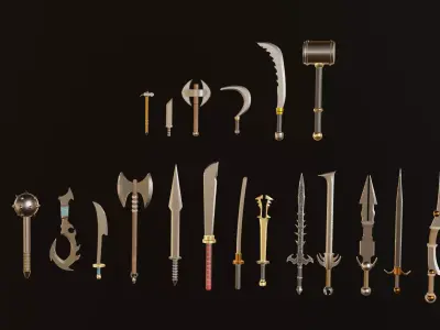  collection of swords Low-poly 3D model