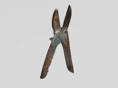 Rusty Tool Secateurs 3D scan PBR 4K textures Low-poly 3D model