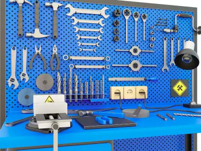 Workbench and garage tools 21 Items - Collection 3 3D model