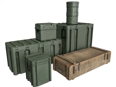Military Crate Package Low-poly 3D model