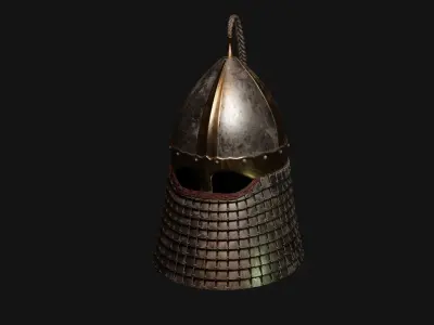 Cuman helmet  with face cover  Low-poly 3D model