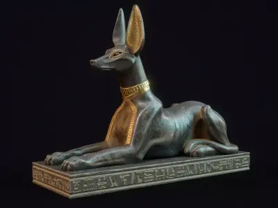 Anubis Statue - Ancient Egyptian Guardian of the Dead Low-poly 3D model