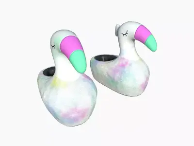 Slippers C10 Colored Flamingo - Costume Character Design Low-poly 3D model