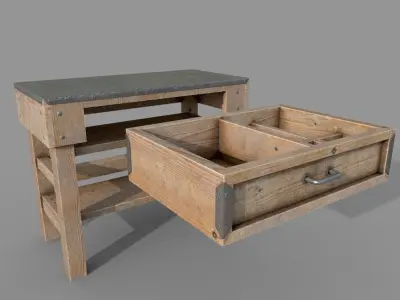 Wooden Workbench Low-poly 3D model purchase