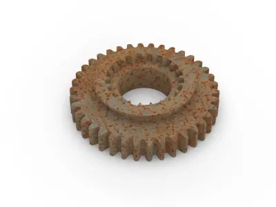 Rusted mechanical gear Free low-poly 3D model
