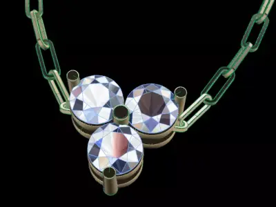 Dainty 3 Stone Pendant 4MM 3D print model