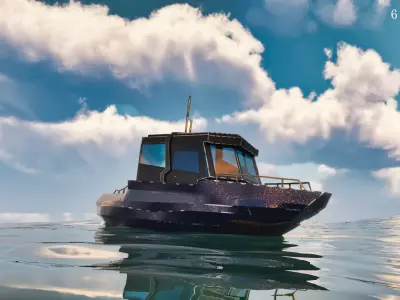 Realistic PBR low poly Cabin Cruiser Low-poly 3D model