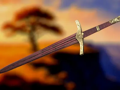 Damascus Lion Sword - Game-Ready Oathkeeper Inspired Broadsword Low-poly 3D model