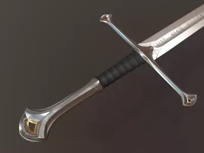 Anduril Long Sword LOTR - PBR Low Poly Model Free low-poly 3D model