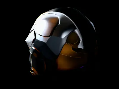 SciFi Helmet Futuristic Combat Gear Low-poly 3D model