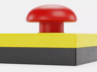 Emergency Button V1 - Stop Switch Industrial Safety Control 3D model