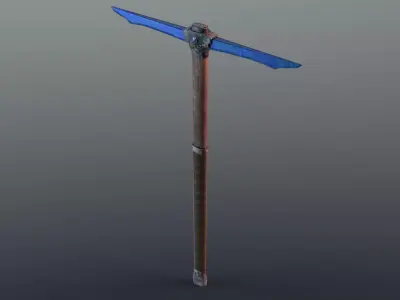 Pickaxe - Sapphire Low-poly 3D model