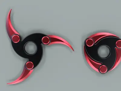 Shuriken 3 pair of metal blades 3D model
