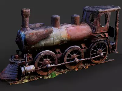 locomotive mining old rusty iron wreck PBR photogrammetry 3D model