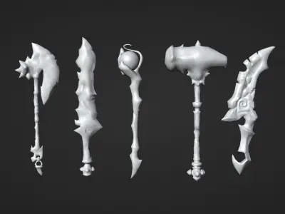 Fantasy Fire Weapon Set Low-poly 3D model