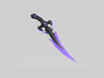 Medieval Dagger 09 Cartoon Purple - Fantasy Character Weapon Low-poly 3D model