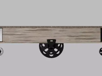 Antique Industrial Cart Coffee Table Low-poly 3D model