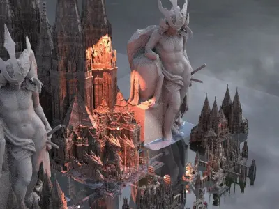 Undead Samurai Temples Kitbash 3D model