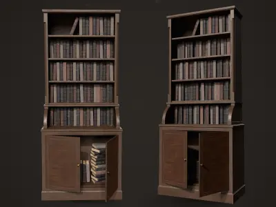 Victorian Bookcase Low-poly 3D model