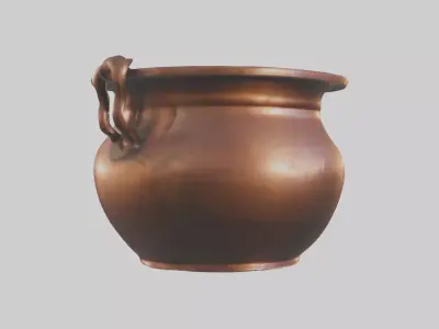 Aged Copper Pot Model Low-poly 3D model