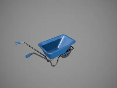 Blue Wheelbarrow Low-poly 3D model