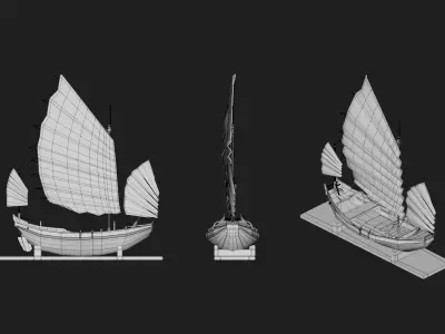 Sailing ornament Low-poly 3D model