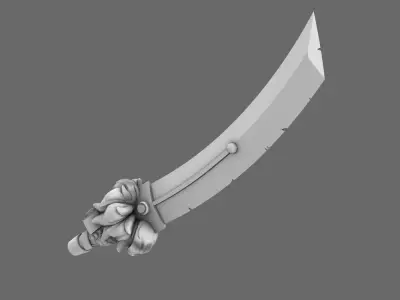 Cyber Samurai Demon Dog Sword RIGHT 3D print model