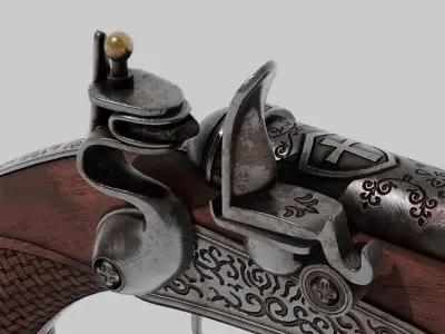 OB 00 19 vampire hunter main flintlock pistol Low-poly 3D model