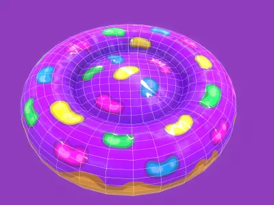 Stylized Violet Donut Pet Bed-Cartoon 3 D model-Dogs and Cats Free low-poly 3D model