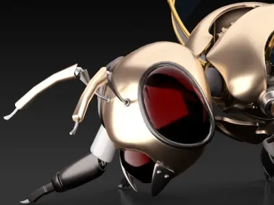 Machine Bee Low-poly 3D model