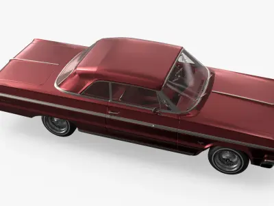 Classic Show Car Chevrolet Impala Lowrider 1964 Red Simplified 3D model