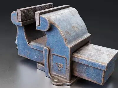 Industrial Bench Vise 3D Model Low-poly 3D model