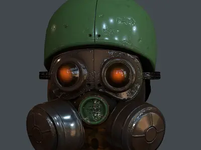 Gas mask helmet 3d model scifi Low-poly Low-poly 3D model Low-poly 3D model 28
