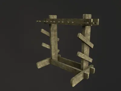 Medieval Weapons Rack Low-poly 3D model