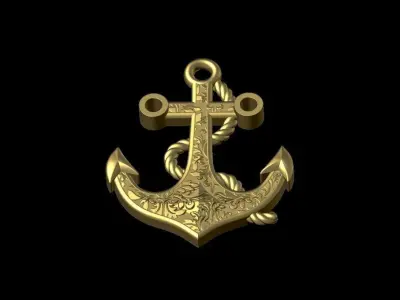 Anchor pendant 3D print model 3