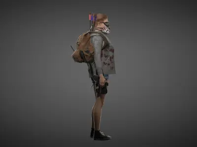 Hunter girl lowpoly 3D model  Low-poly 3D model