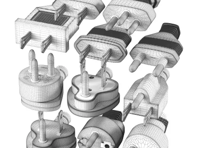 electrical  cable plugs 3D model  Low-poly 3D model