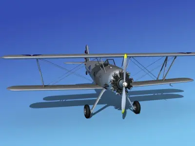Stearman PT-17 Kaydet Military Trainer 3D model