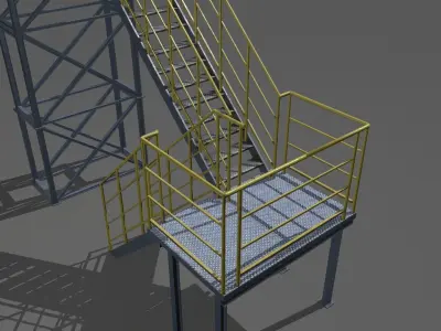 Industrial Stairs Modular 2 Low-poly 3D model