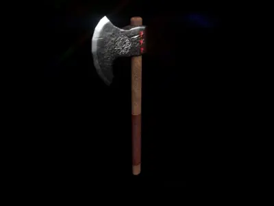 Viking Axe Low-poly 3D model 8