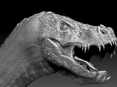 Dinosaur Iron Fire Dragon Sculpt Project 3D model