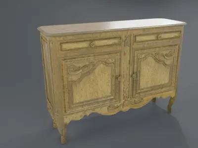 Carved Door Console Antique furniture 3D model