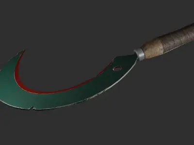 Sickle sword with long handle Low-poly 3D model