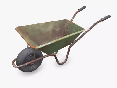 Old Wheelbarrow Low-Poly PBR Low-poly 3D model