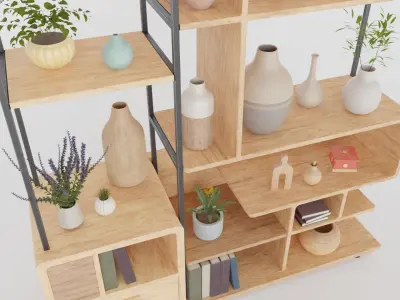 Collection 36 Decorative Interior Objects and Furniture Shelves 3D Model Pack
