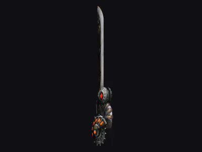 Sword Mechanical Cutting Gear Wheel Dagger Iron Blade Saber Low-poly 3D model